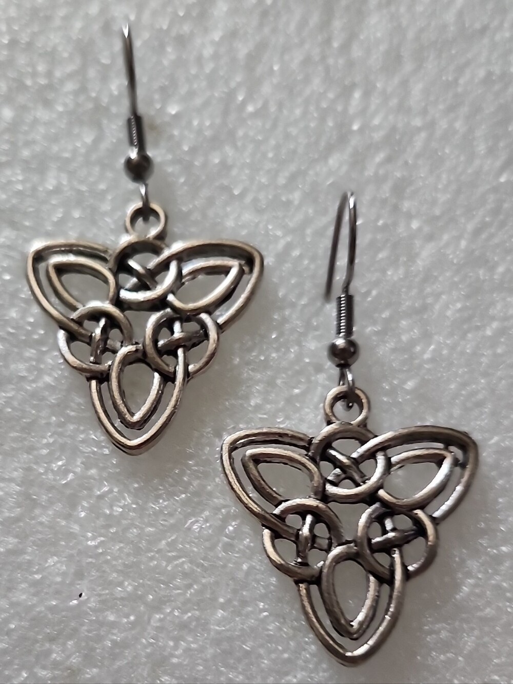 Hand Crafted Silver-Tone Celtic Knot Drop Earrings